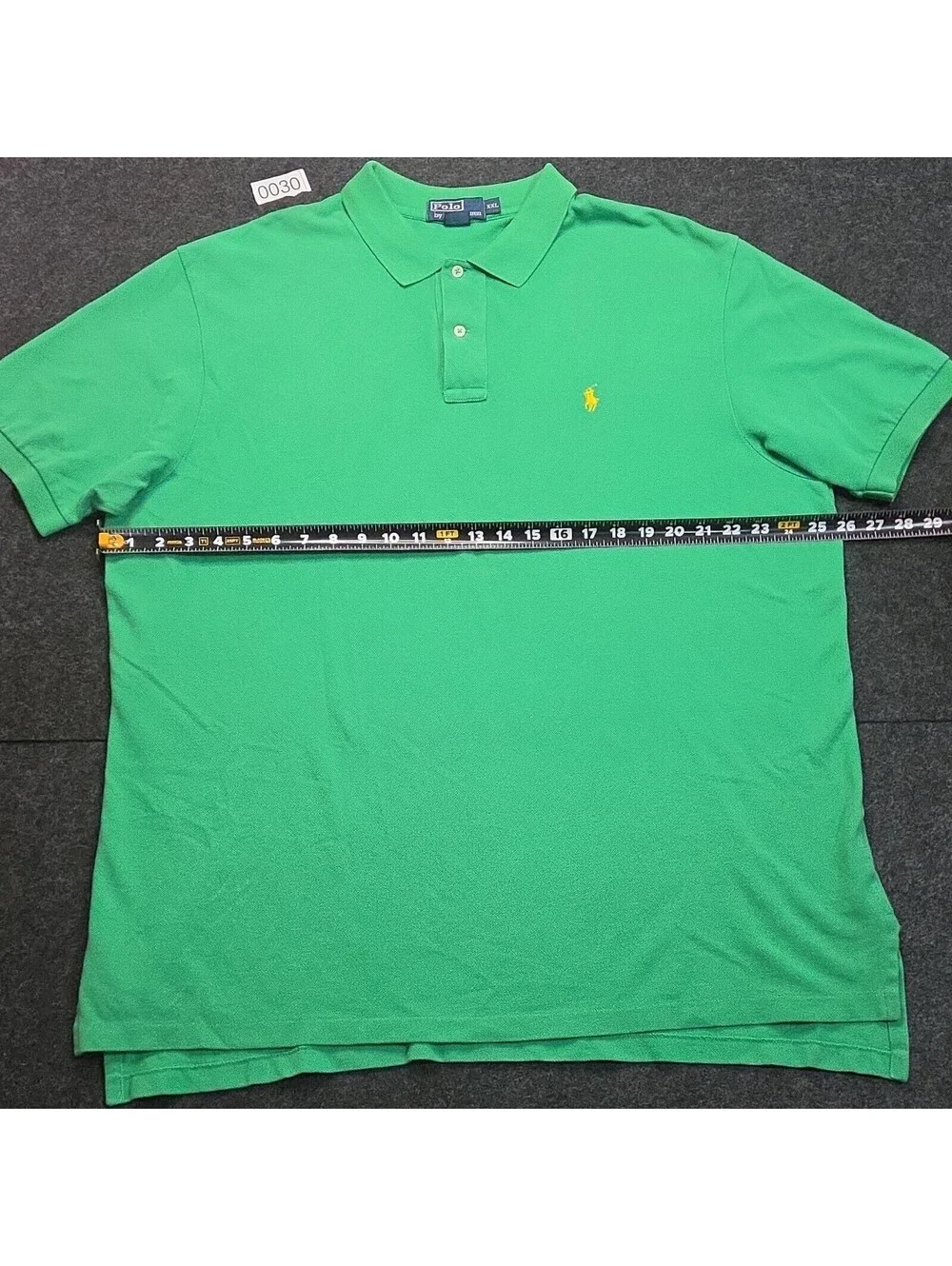 Polo Ralph Lauren Men's Polo Shirt 2XL Green Solid Short Sleeve Cotton Knit